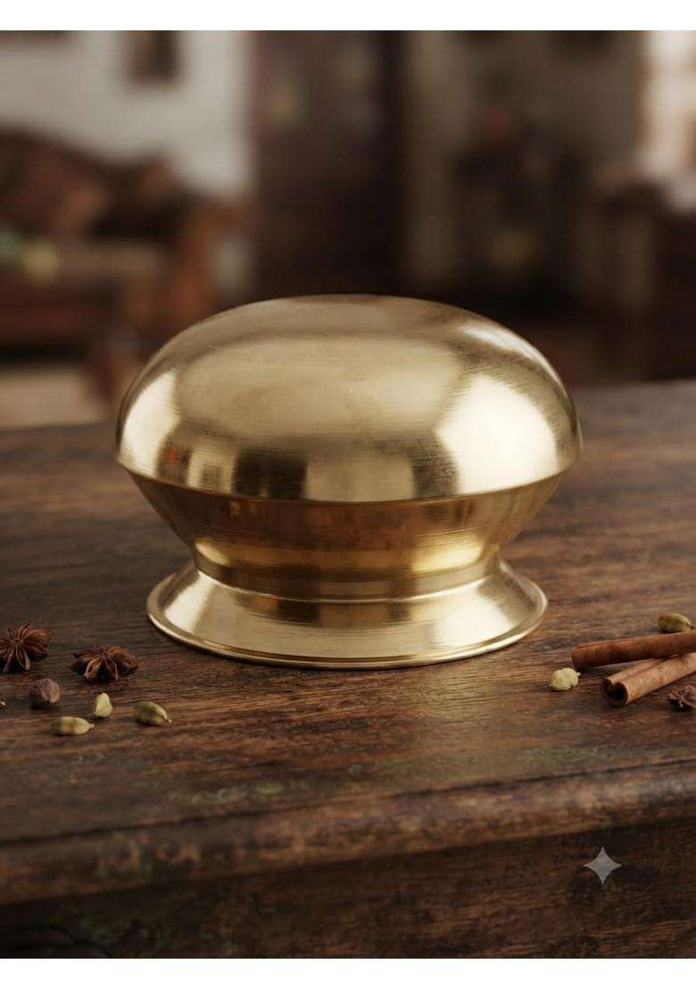 SHAAN mfg. Traditional Brass Handi Cooking Pot for Cooking Biryani | 3 L | 3.2 Qt | Hammered Finish - Indya