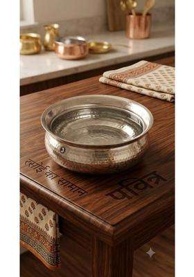 SHAAN mfg. Pure Hammered Brass Lagan Handi Patila Cooking Pot for Cooking | 5 L | 5.3 Qt