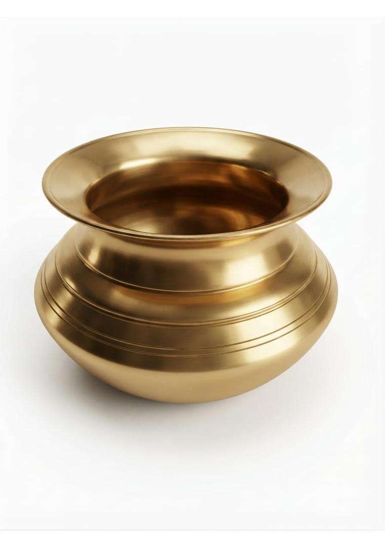 SHAAN mfg. Traditional Brass Handi Cooking Pot for Cooking Biryani | 4.5 L | 4.8 Qt | Hammered Finish - Indya