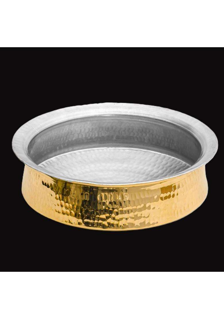 SHAAN mfg. Brass Hammered Polished Brass Lagan Handi Patila Cooking Pot | 5 L | 5.3 Qt - Indya