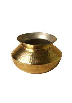 SHAAN mfg. Traditional Brass Biryani Handi Biryani Pot | 3 L | 3.2 Qt | Hammered Finish