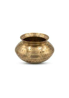 SHAAN mfg. Traditional Brass Biryani Handi Biryani Pot | 5 L | 5.3 Qt | Hammered Finish