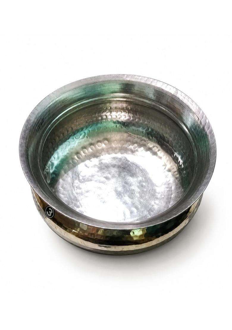 SHAAN mfg. New Brass Lagaan Tin Coated with Lid Pure Pital Degchi Cooking Pot for Cooking Biryani | 5 L | 5.3 Qt | Tin Lined Kalai - Indya