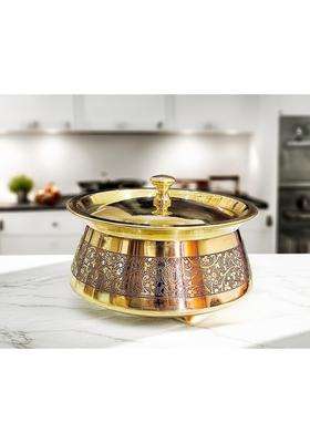 MORADABAD BRASS VILLA Brass Kitchen Appliances Cooking Serving Pot | 1000 ml | 33.8 fl oz | With Lid