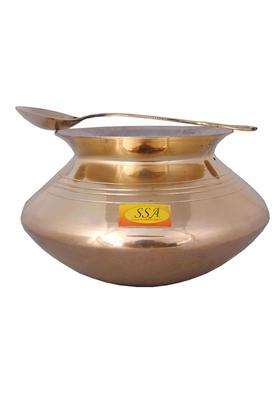 SHIV SHAKTI ARTS Brass Handi Bhagoni Patili Cooking Pot Cooking Vessel | 3500 ml | 118.3 fl oz