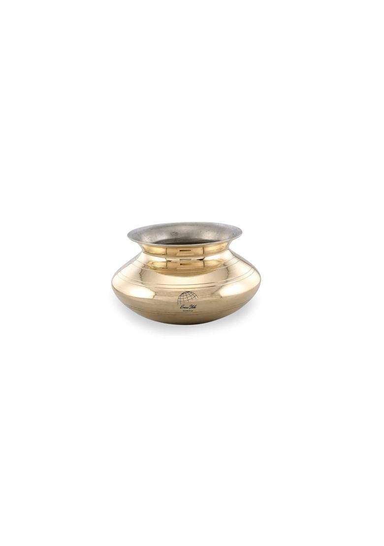 Brass Globe Handi Tincoated Patili Cooking Pot | 5 L | 5.3 Qt | Tin Lined Kalai - Indya