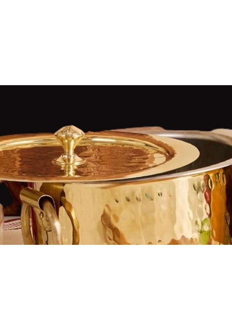 SHAAN mfg. Brass Patila for Cooking | Heavy Bottom | Hammered Finish - Indya