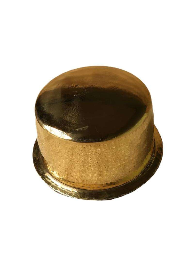 SHAAN mfg. Traditional Brass Patila Bhagona with Tin Coating | 3.5 L | 3.7 Qt | Hammered Finish - Indya