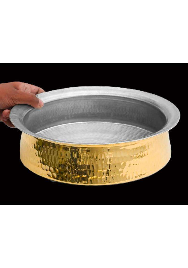 SHAAN mfg. Brass Hammered Polished Brass Lagan Handi Patila Cooking Pot | 3 L | 3.2 Qt - Indya