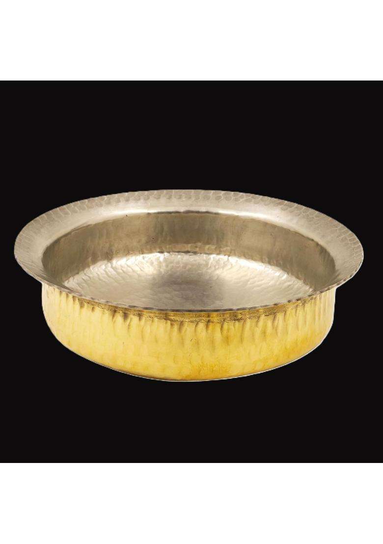 SHAAN mfg. New Pure Hammered Polished Brass Lagan Handi Patila Cooking Pot | 3 L | 3.2 Qt - Indya