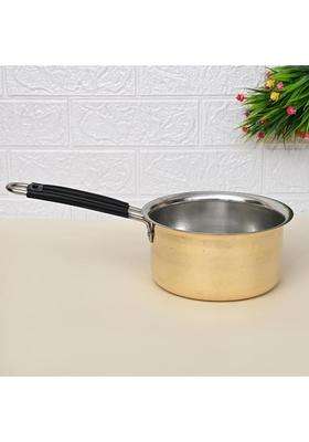 PITAL CRAFT VATIKA Brass Saucepan 100 Pure Brass Pan Sauce Pan Chai Milk Pot Tapeli Patila | 1.5 L | 1.6 Qt | Non-Stick