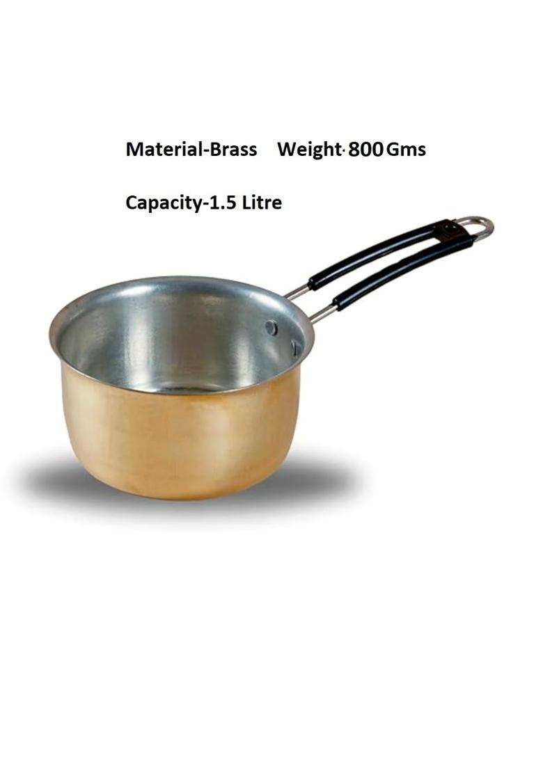 PITAL CRAFT VATIKA Brass Saucepan 100 Pure Brass Pan Sauce Pan Chai Milk Pot Tapeli Patila | 1.5 L | 1.6 Qt | Non-Stick - Indya