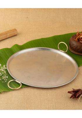 PTAL NAGRI Pure Brass Non-Stick Dosa Tawa Dosa Pan | 31.5 cm | 12.4 Inch | Induction Compatible | Tin Lined Kalai | Insulated