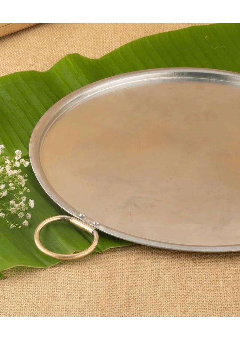 PTAL NAGRI Pure Brass Non-Stick Dosa Tawa Dosa Pan | 31.5 cm | 12.4 Inch | Induction Compatible | Tin Lined Kalai | Insulated - Indya