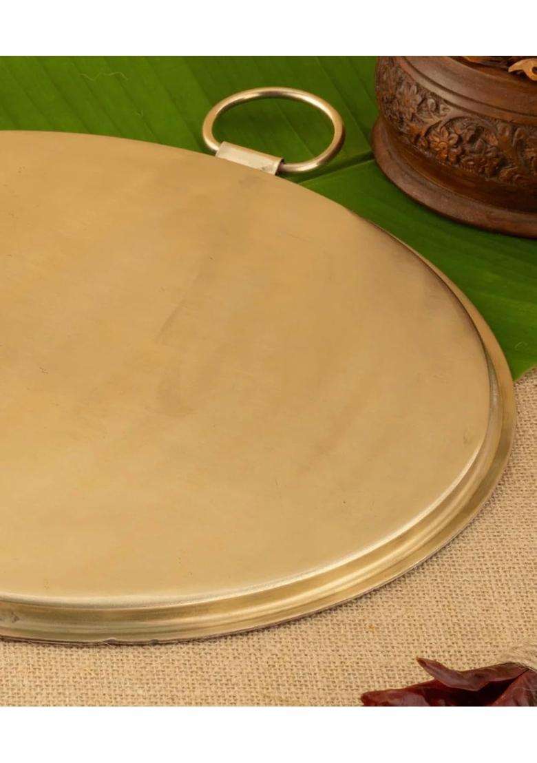 PTAL NAGRI Pure Brass Non-Stick Dosa Tawa Dosa Pan | 31.5 cm | 12.4 Inch | Induction Compatible | Tin Lined Kalai | Insulated - Indya