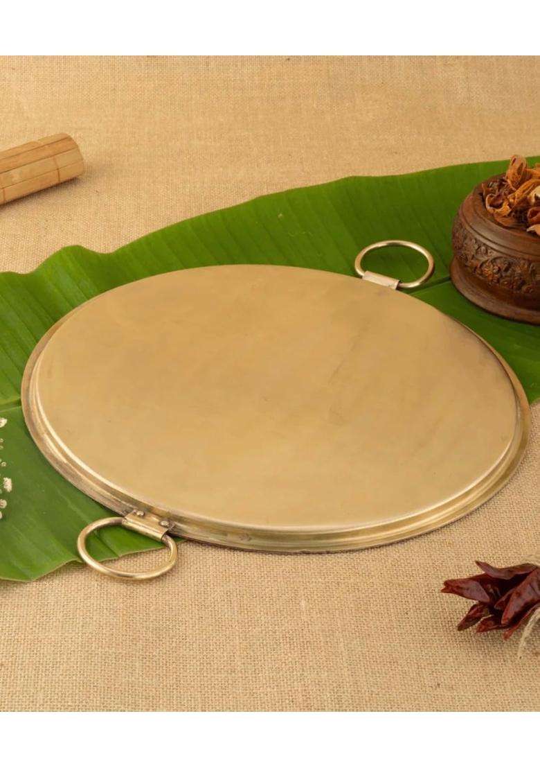 PTAL NAGRI Pure Brass Non-Stick Dosa Tawa Dosa Pan | 31.5 cm | 12.4 Inch | Induction Compatible | Tin Lined Kalai | Insulated - Indya