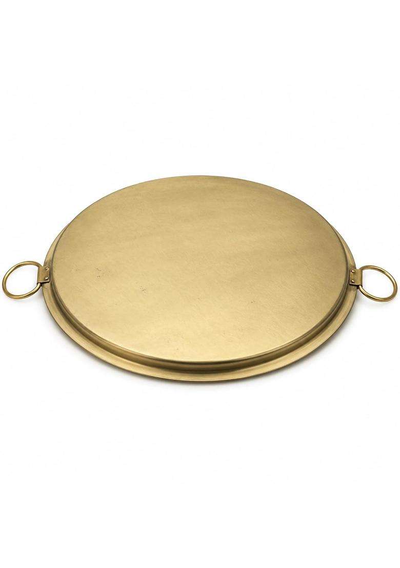 SHIV SHAKTI ARTS Brass Dosa Tawa Dosa Pan with Inside Tin Kalai Lining and Dual Ring Handles | 31 cm | 12.2 Inch - Indya