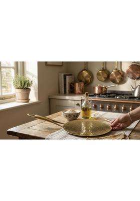 Blissful Decor Brass Roti Tawa Flat Griddle | 32 cm | 12.6 Inch | Non-Toxic