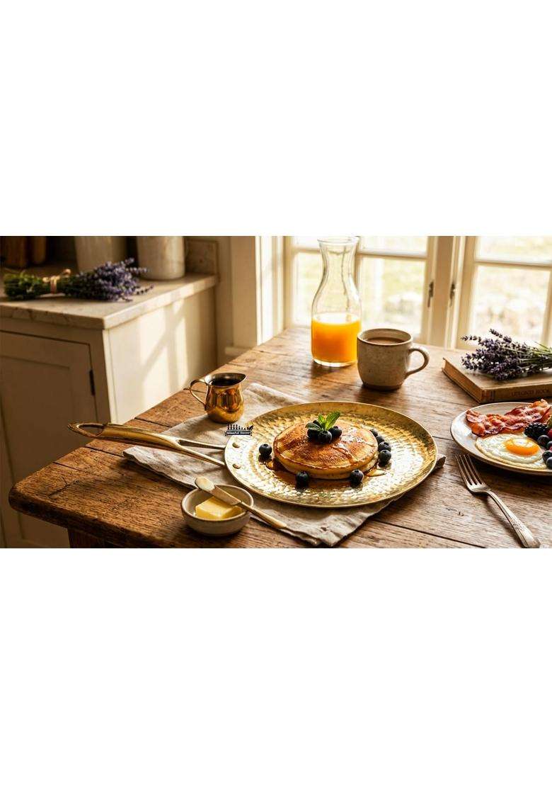 Blissful Decor Brass Roti Tawa Flat Griddle | 32 cm | 12.6 Inch | Non-Toxic - Indya