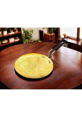 Blissful Decor Pure Brass Roti Tawa Flat Griddle Traditional Cooking Pan Pital Tawa Teflon Free | 25 cm | 9.8 Inch | Non-Toxic