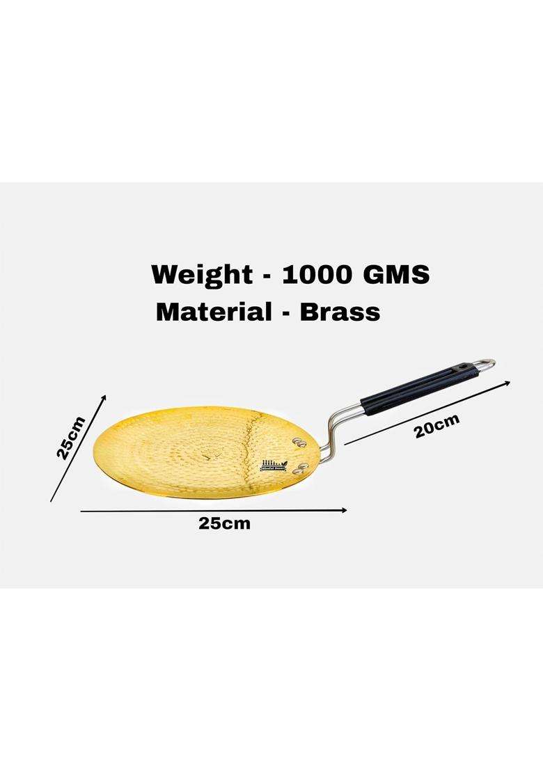 Blissful Decor Pure Brass Roti Tawa Flat Griddle Traditional Cooking Pan Pital Tawa Teflon Free | 25 cm | 9.8 Inch | Non-Toxic - Indya