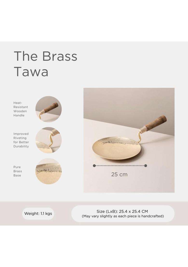 PTAL NAGRI Pure Brass Brass Roti Tawa Flat Griddle | 26 cm | 10.2 Inch - Indya