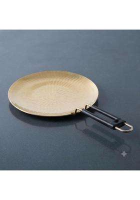 SHAAN mfg. Pure Brass Roti Tawa Flat Griddle Teflon Free Non-Toxic Tawa for Roti with Handle | 26 cm | 10.2 Inch