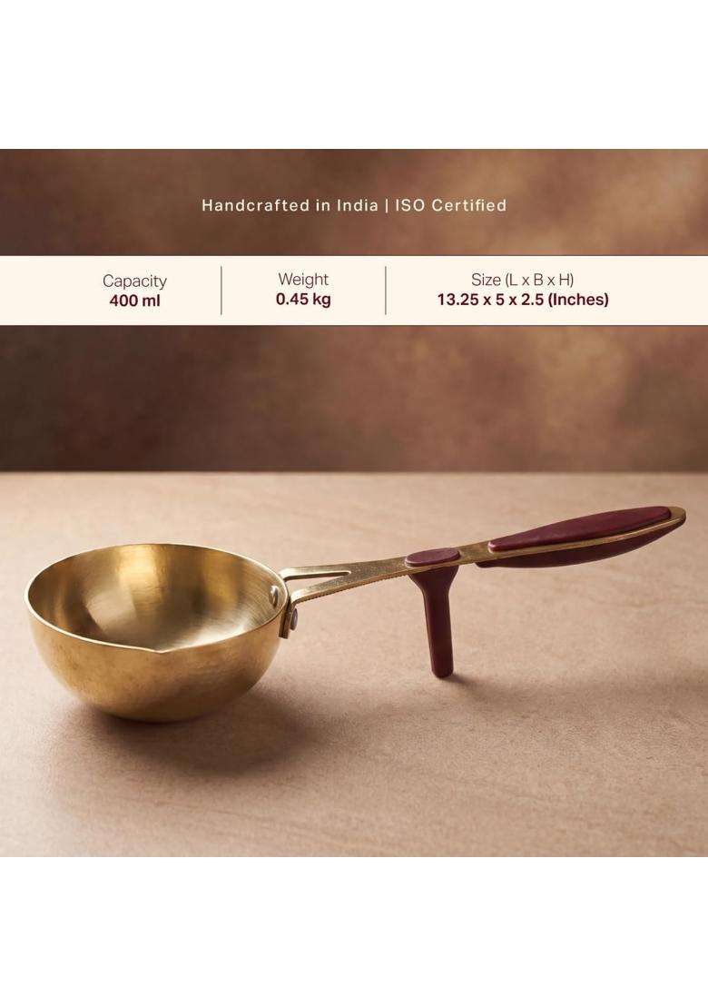 P-TAL Pure Brass Tadka Pan | 400 ml | 13.5 fl oz | 5 Inch - Indya