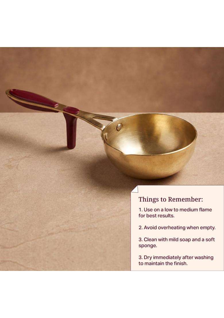 P-TAL Pure Brass Tadka Pan | 400 ml | 13.5 fl oz | 5 Inch - Indya