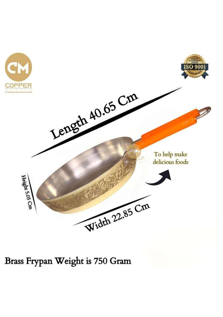 Copper-Master Pure Brass Frypan Tin Coated | 1000 ml | 33.8 fl oz | Tin Lined Kalai | Handcrafted - Indya
