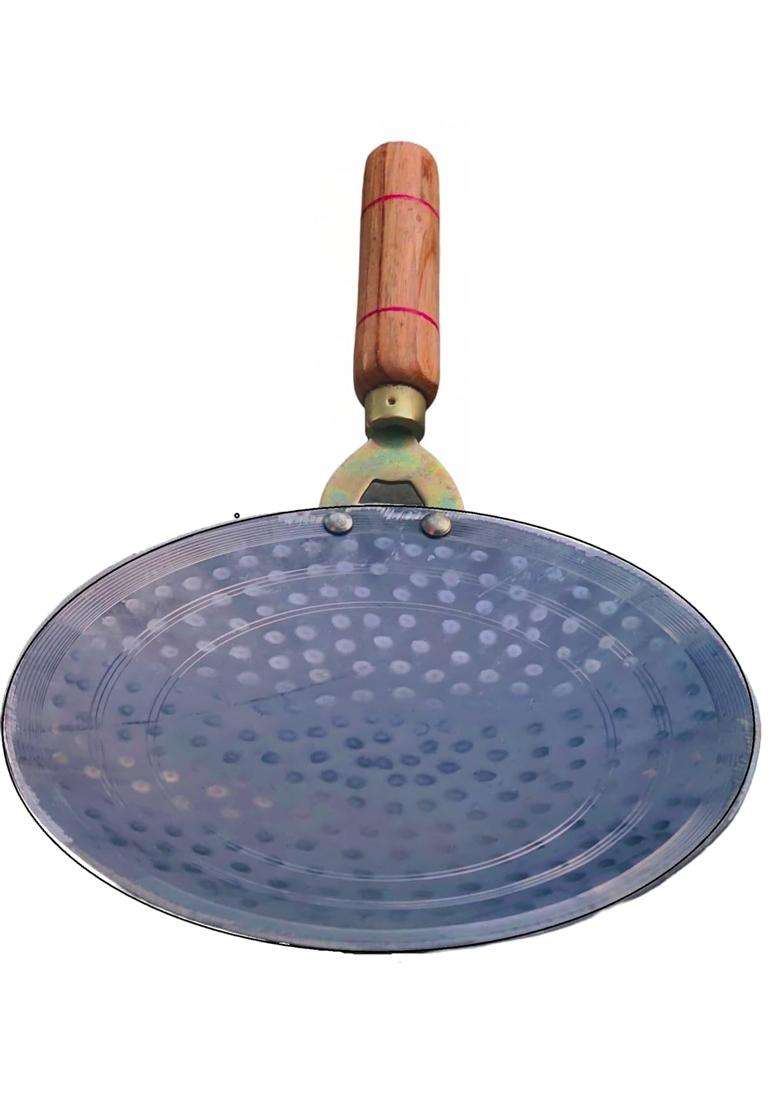 Tannu Craft Iron Tawa Flat Griddle Original Handmade Loha Iron Lokhand Roti Chapati Tawa with Wooden - Indya