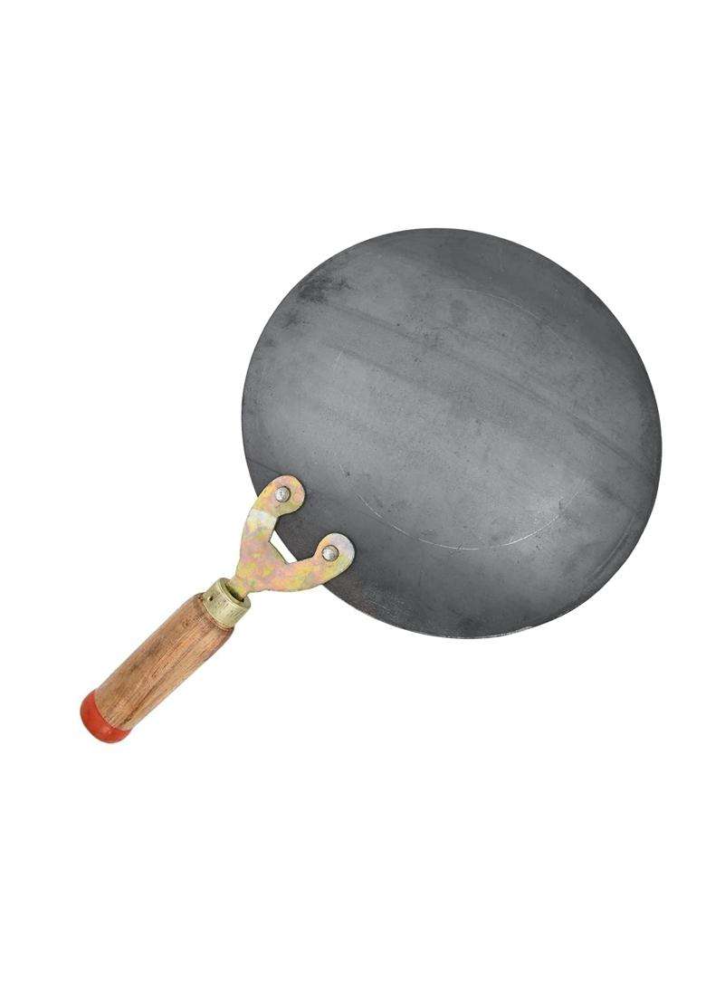 Tannu Craft Iron Tawa Flat Griddle Original Handmade Loha Iron Lokhand Roti Chapati Tawa with Wooden - Indya