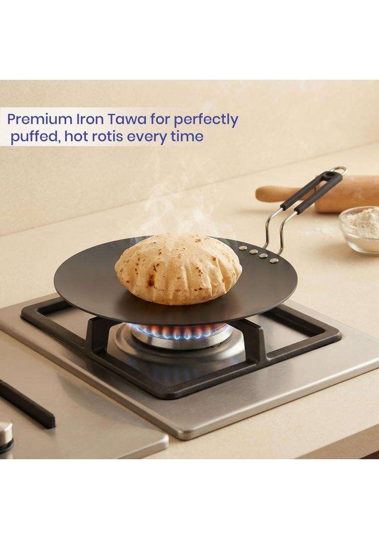 DOZY Non-Stick Dosa Tawa Dosa Pan and Round Bottom Roti Tawa Cookware Combo Set Induction - Indya