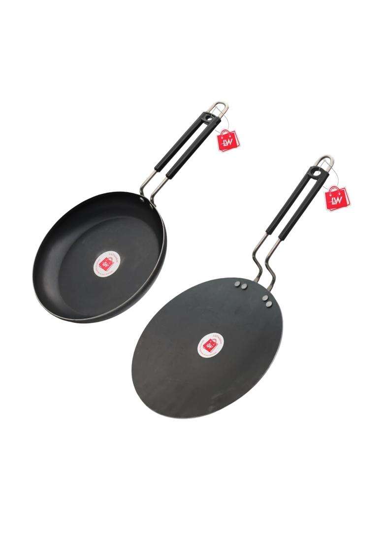 LAZYwindow Iron Fry Pan and Tawa Flat Griddle Set | Induction Compatible - Indya