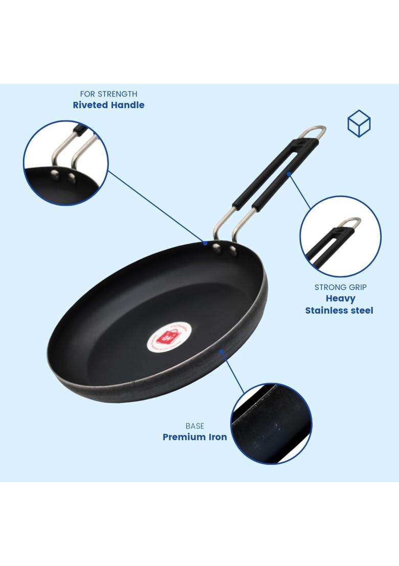 LAZYwindow Iron Fry Pan and Tawa Flat Griddle Set | Induction Compatible - Indya