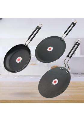 LAZYwindow Iron Fry Pan and Tawa Flat Griddle Set | Induction Compatible