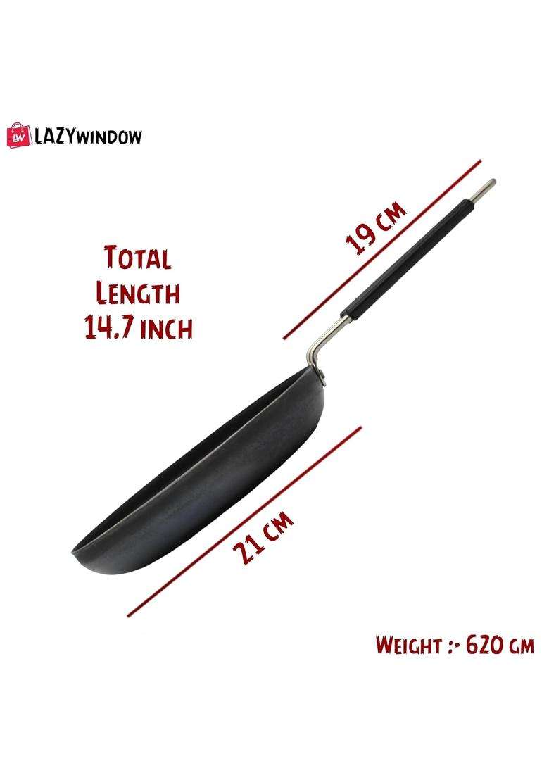 LAZYwindow Iron Fry Pan and Tawa Flat Griddle Set | Induction Compatible - Indya