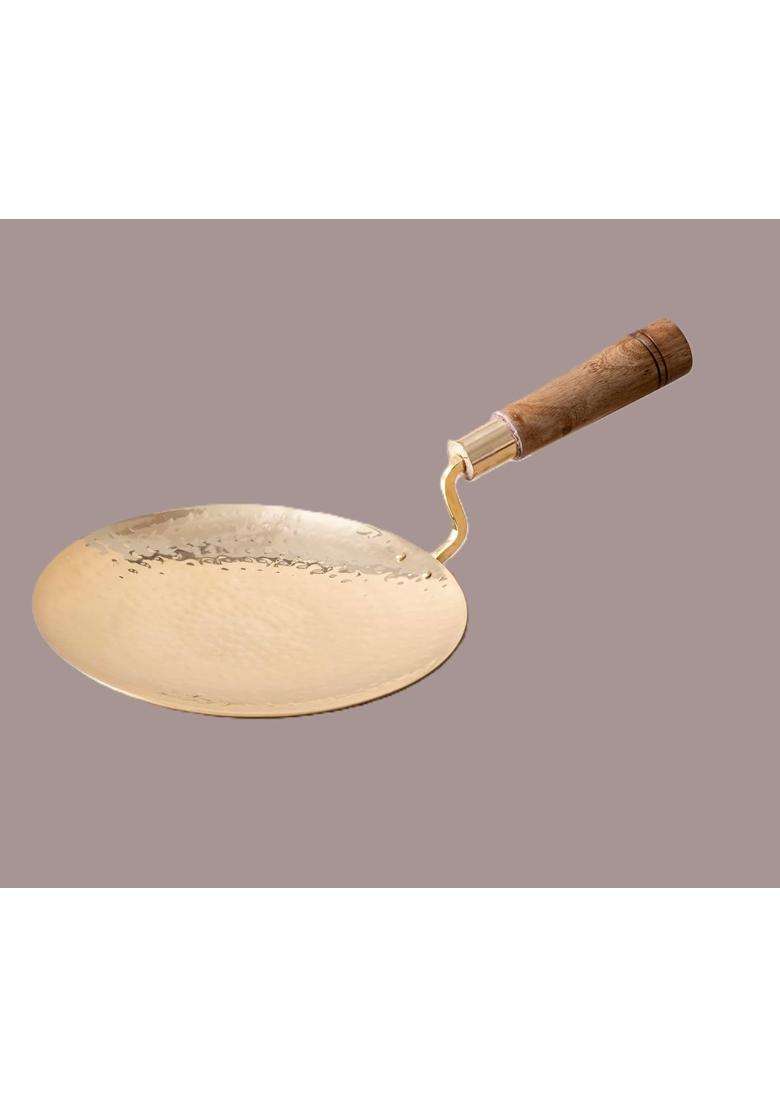 SHAAN mfg. Shaan Mfg Brass Ghee Pot and Pure Brass Tawa Flat Griddle Set for Healthier Cooking | 300 ml | 10.1 fl oz | With Lid - Indya