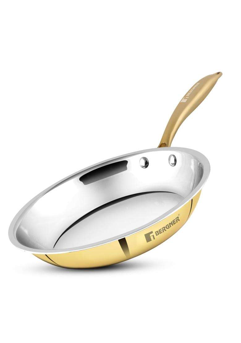 BERGNER Peetlam Frypan Brass Frying Pan with Tin | 1 L | 1.1 Qt | 24 cm | 9.4 Inch - Indya