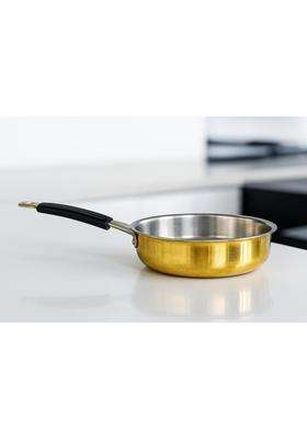 PTAL NAGRI Brass Frying Pan with Heat-Resistant Handle | Tin Lined Kalai | Non-Stick