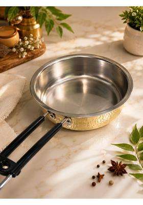 SHAAN mfg. Traditional Brass Frying Pan | 1000 ml | 33.8 fl oz | 15.5 Inch