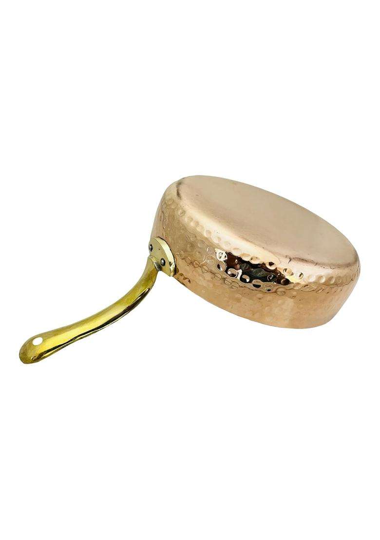 SHIV SHAKTI ARTS Pure Copper Frying Pan with Brass Handle and Tin-Coated Kalai Traditional | 350 ml | 11.8 fl oz - Indya