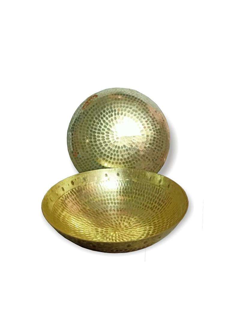 KITCHEN NEXT Handmade Kadhai Wok Frying Pan Pital Kadai Without Handle Karahi Pan for Cooking | 1500 ml | 50.7 fl oz - Indya