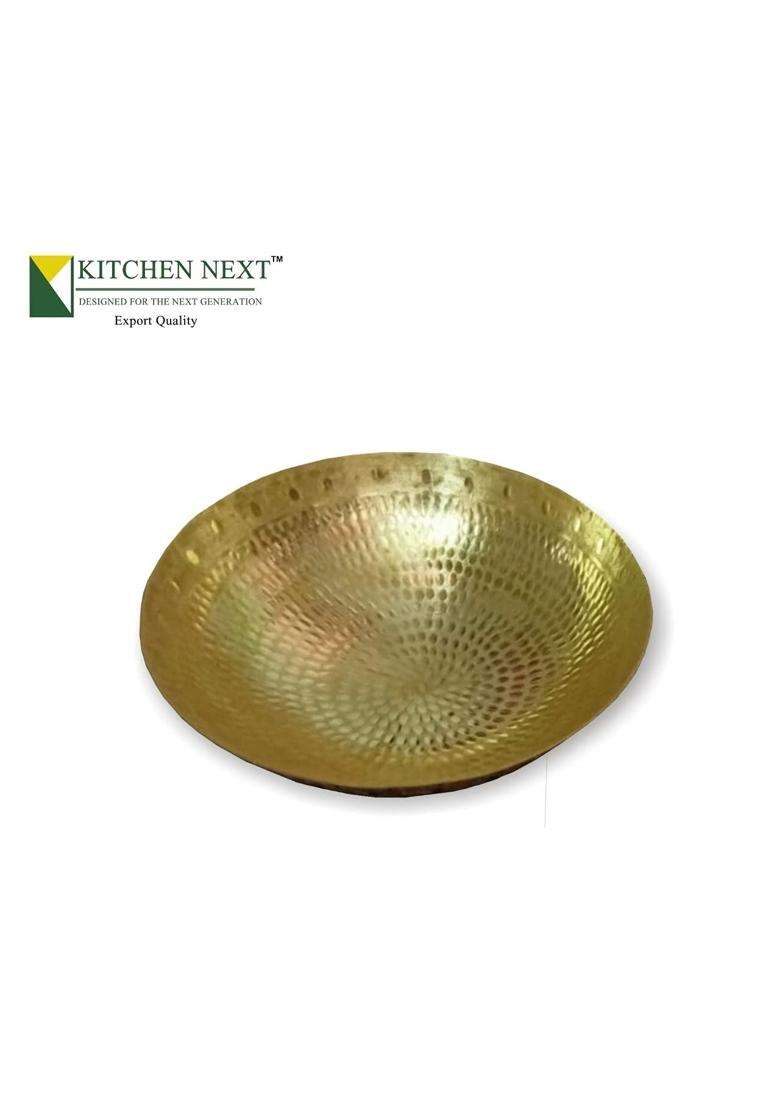KITCHEN NEXT Handmade Kadhai Wok Frying Pan Pital Kadai Without Handle Karahi Pan for Cooking | 1500 ml | 50.7 fl oz - Indya
