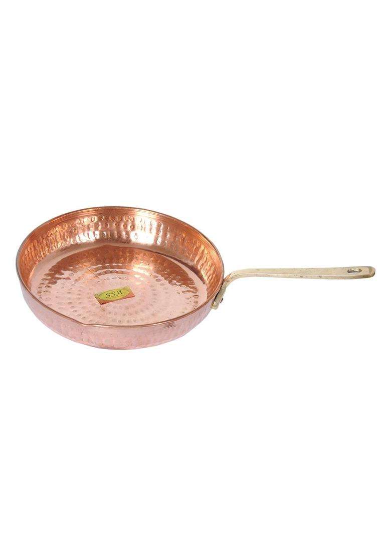 SHIV SHAKTI ARTS X X Copper Fry Pan Tadka Pan | 350 ml | 11.8 fl oz | 35 cm | 13.8 Inch - Indya