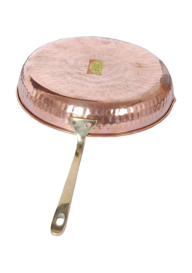 SHIV SHAKTI ARTS X X Copper Fry Pan Tadka Pan | 350 ml | 11.8 fl oz | 35 cm | 13.8 Inch - Indya