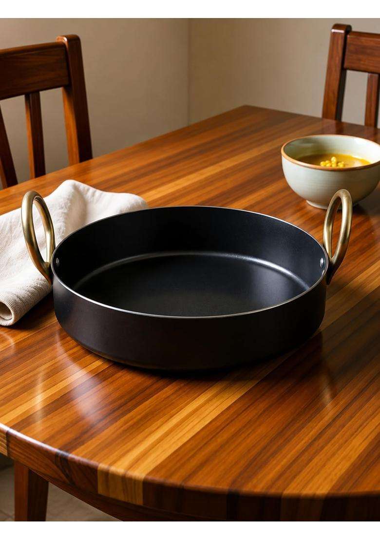 AAYU CRAFT KITCHENWARE FOR LIFE Iron Flat Kadai Wok for Making Jalebis Maa Pua | 1 L | 1.1 Qt - Indya