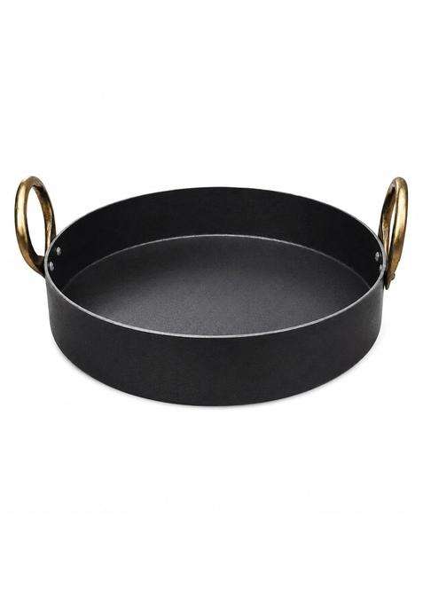 AAYU CRAFT KITCHENWARE FOR LIFE Iron Flat Kadai Wok for Making Jalebis Maa Pua | 1 L | 1.1 Qt