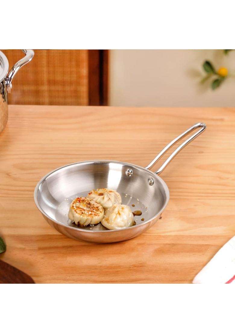 Nestasia TriPly Stainless Steel Frypan | 1000 ml | 33.8 fl oz | Induction Compatible | Heavy Bottom | Non-Toxic - Indya