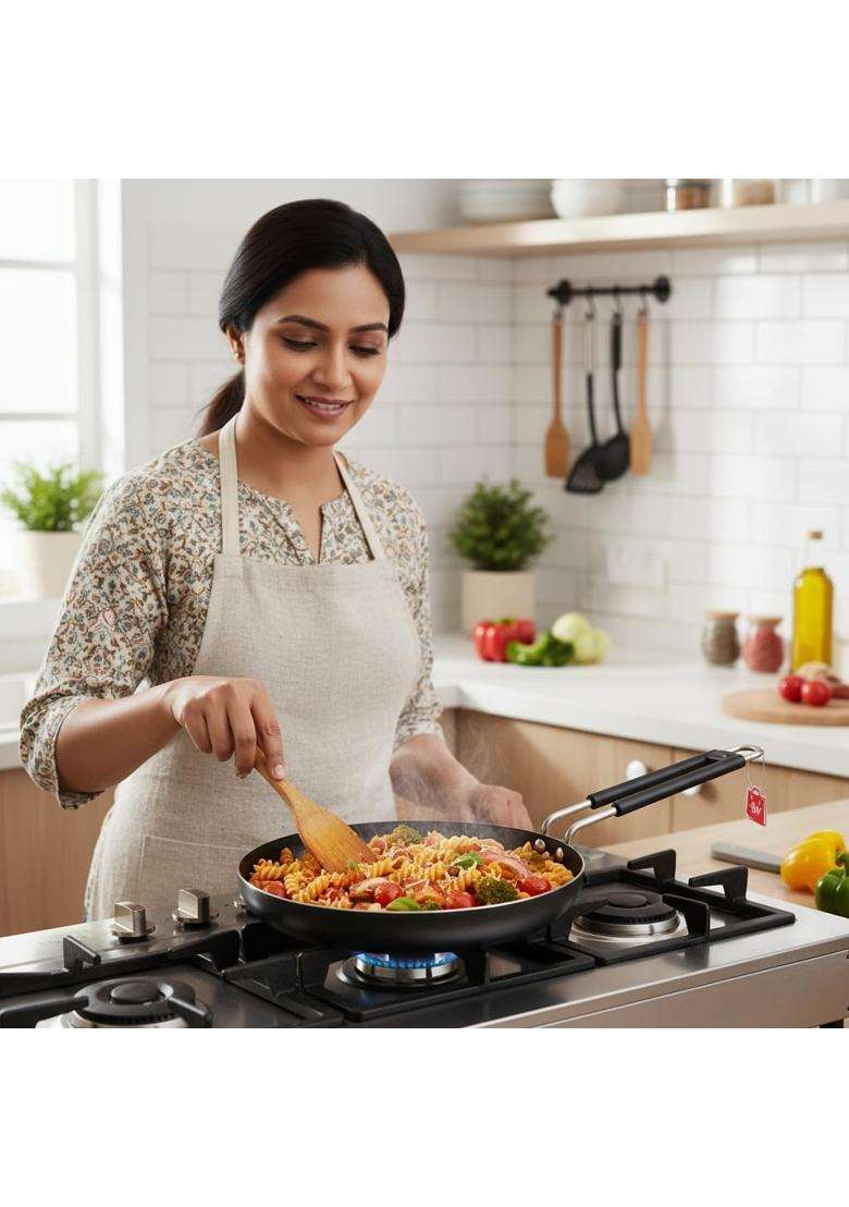 LAZYwindow Pure Iron Tadka Pan | 20 cm | 7.9 Inch | Induction Compatible - Indya